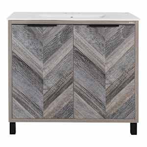 Meuble-lavabo Sienna fini chêne gris 35 7/8 po TASSILI