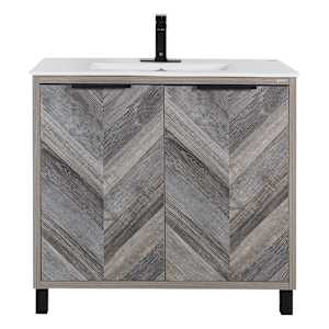 Meuble-lavabo Sienna fini chêne gris 35 7/8 po TASSILI