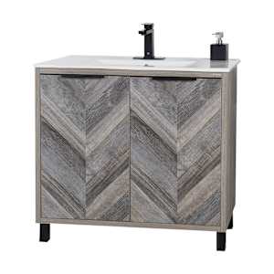 Meuble-lavabo Sienna fini chêne gris 35 7/8 po TASSILI