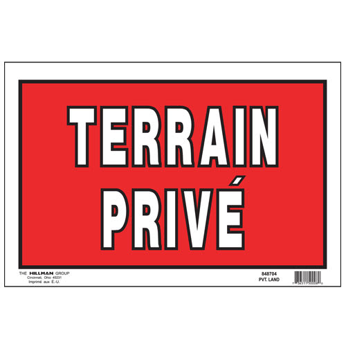 Pancarte Terrain privé 8 po x 12 po
