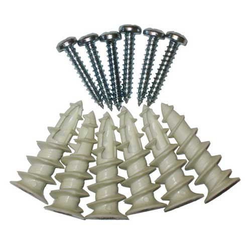 Ancrages et vis pour tablettes grillagées Pqt/6