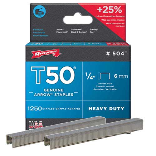 Agrafes T50 1/4 po Pqt/1 250