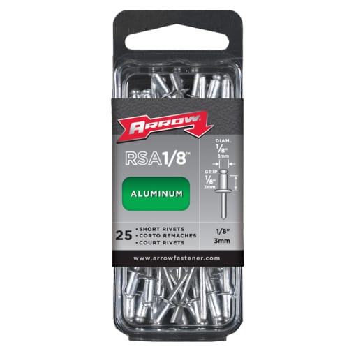 Rivets d'aluminium courts 1/8 po Pqt/25