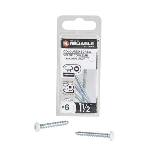 White Metal Pan Head n° 6 Screw 1 1/2 in. Pkg/9
