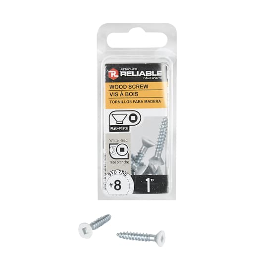 White Flat Head Wood Screws 1 in. n° 8 Pkg/9
