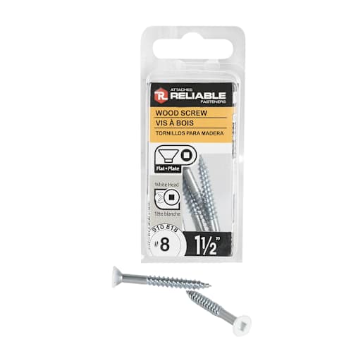 White Flat Head Wood Screws 1 1/2 in. n° 8 Pkg/7