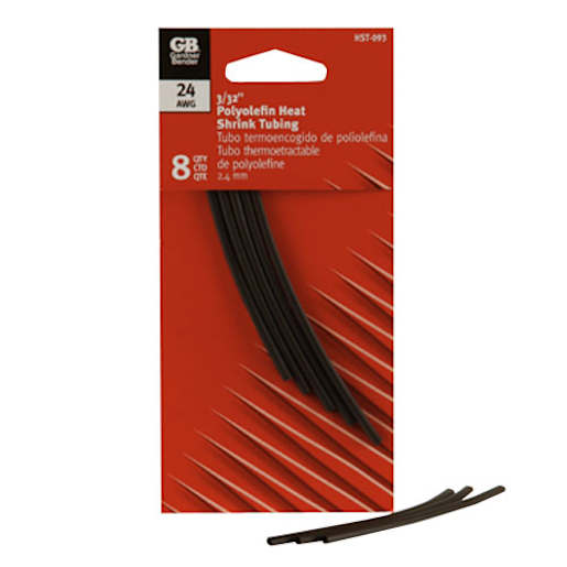 Gaines thermorétractables 3/32 po (2,4 mm) Pqt/8