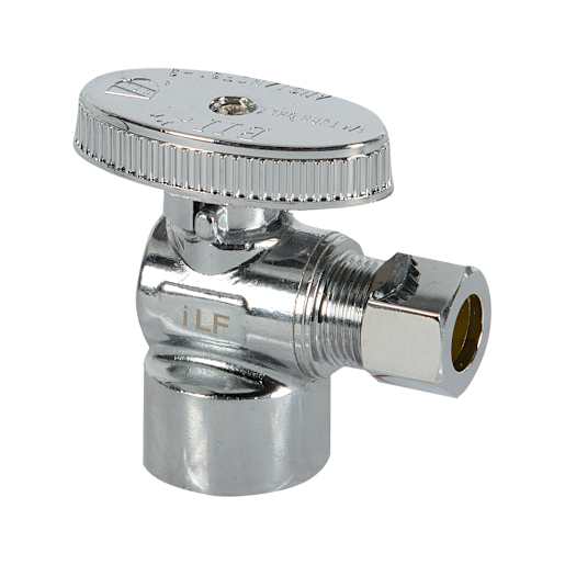 Robinet d'arrêt 90ᵒ 1/2 po FPT x 3/8 po compression