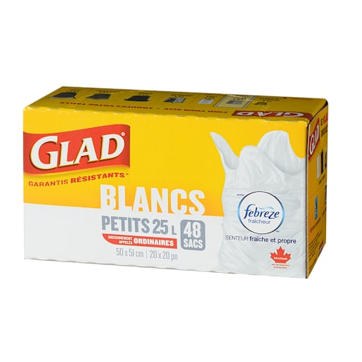 White Kitchen Trash Bags 25 L Pkg/48