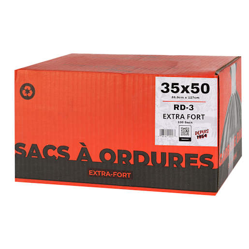 Sacs à ordures industriels extraforts noir 35 po x 50 po Pqt/100