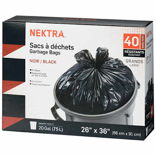 NEKTRA Black Garbage Bags 75 L Pkg/40