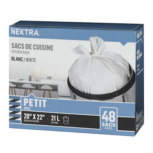 NEKTRA White Kitchen Trash Bags 21 L Pkg/48