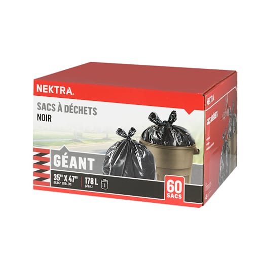 NEKTRA Black Garbage Bags 178 L Pkg/60