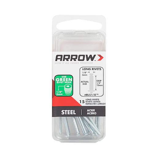 Rivets d'acier longs 1/8 po Pqt/15