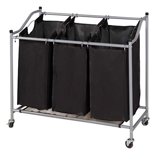 3-Section Laundry Hamper Black