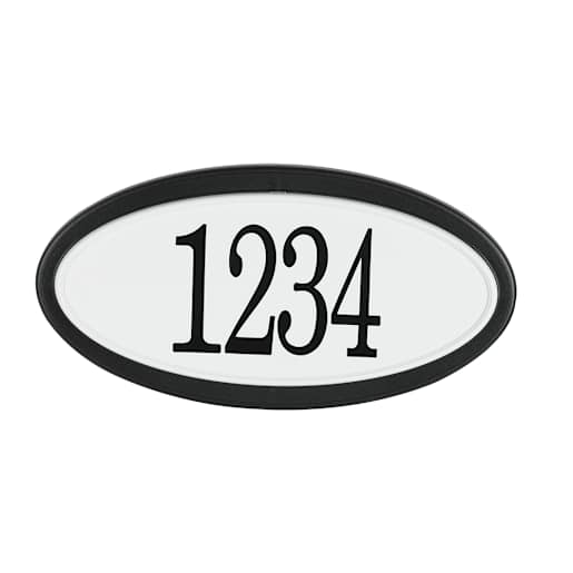 Classic Oval Address Plaque Black and White