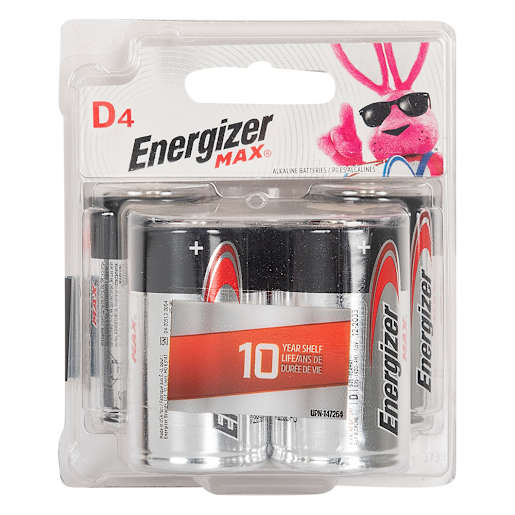 Energizer Max D Batteries Pkg/4