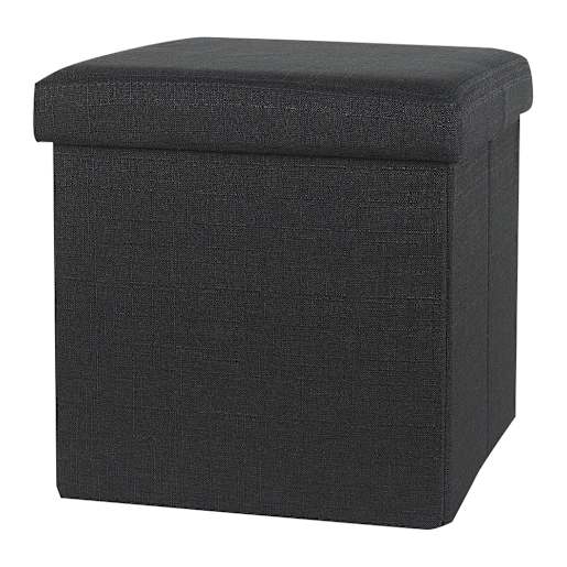 ASTELLA Black Foldable Storage Ottoman 15 in.