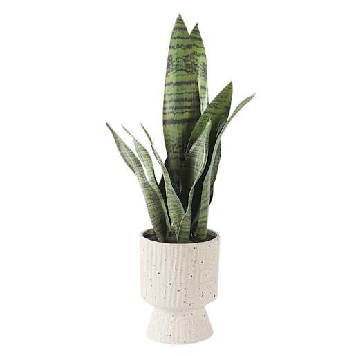 Plante artificielle Sansevieria avec pot en céramique blanc VERTUO