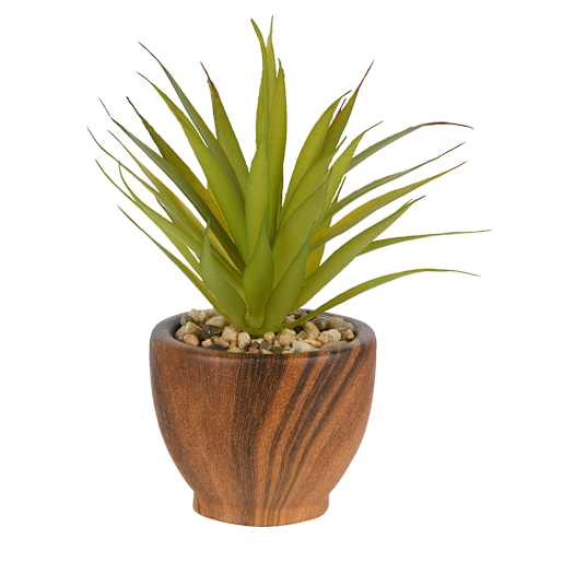 VERTUO Artificial Succulent Plant with Ceramic Wood Effect Pot
