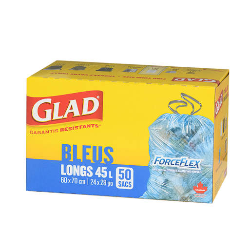 GLAD Forceflex Blue Recycling Bags 45 L Pkg/50
