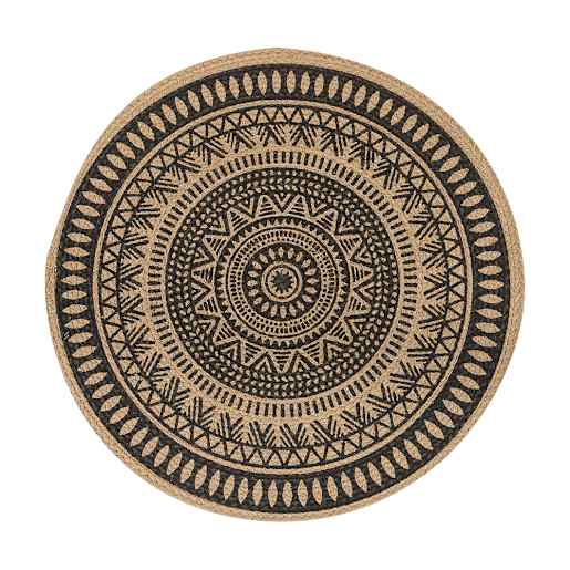 VERTUO Placemat Round with Patterned Black and Natural 14 in.