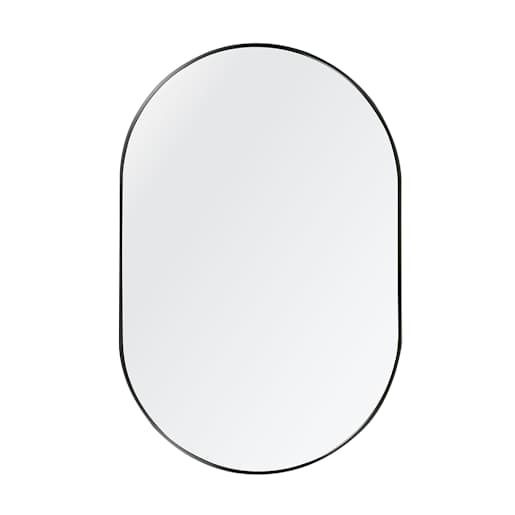 Retro Pill Oval Mirror with Black Aluminum Frame 24 in. x 36 in.