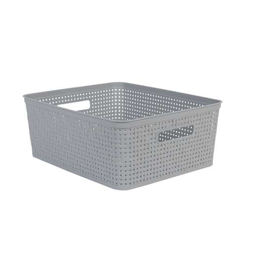 Plastic Storage Basket Grey 14 in.