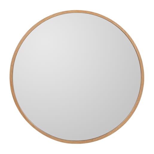 Miroir Vasto rond avec cadre en fibre de bois fini naturel  28 po