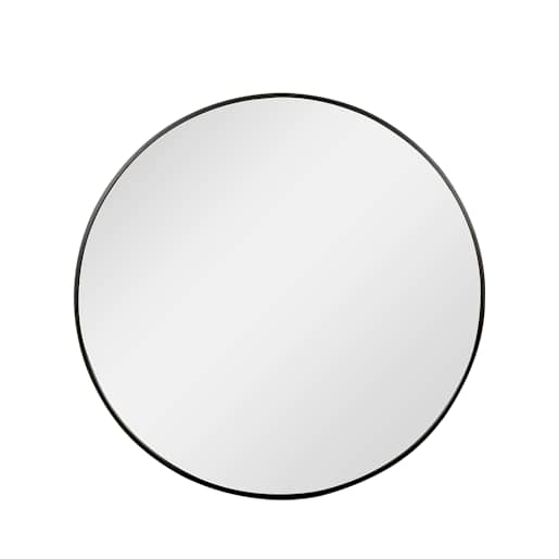Round Mirror with Black Aluminum Frame 30 in.