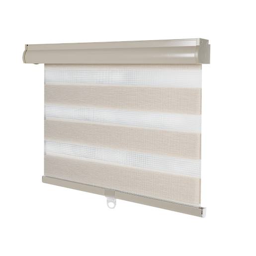 VERTUO Alternating Strip Roller Blind 24 in. x 84 in. Beige