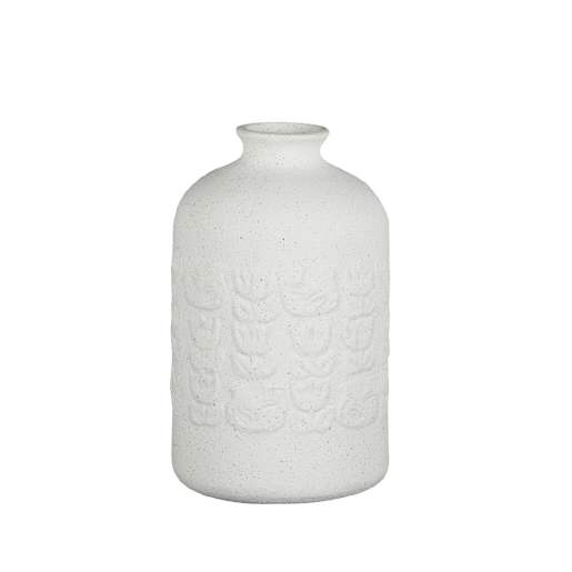 Vase décoratif en céramique texturée blanc VERTUO