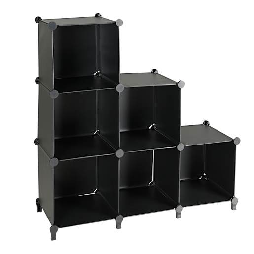 PRATICO Black Modular 6-Cube Shelf