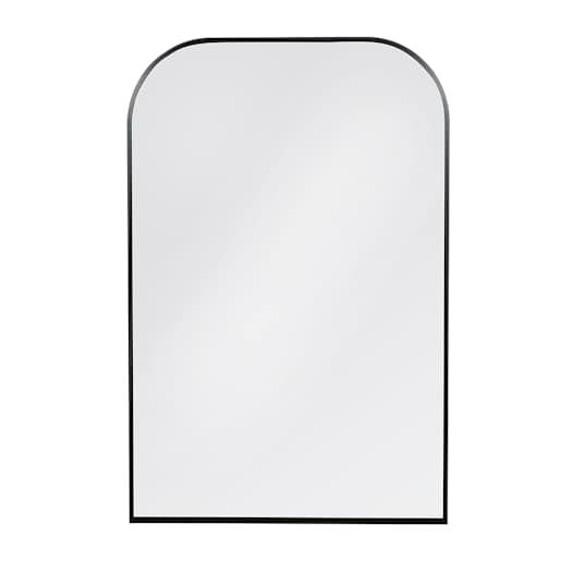 Miroir moderne en arche avec cadre en aluminium noir 24 po x 36 po
