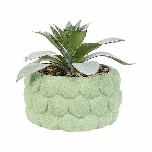Plante artificielle succulente avec pot en céramique vert VERTUO