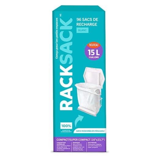 Rack Sack White Kitchen Trash Bags 15 L Pkg/96