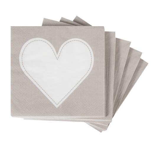Serviettes de table coeur Pqt/20
