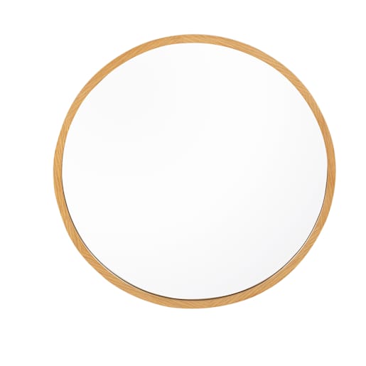 Miroir Vasto rond avec cadre en fibre de bois fini naturel  20 po