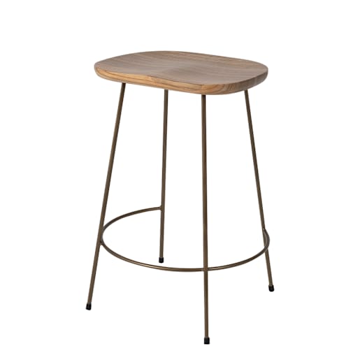 Tabouret Taro naturel et laiton antique ASTELLA