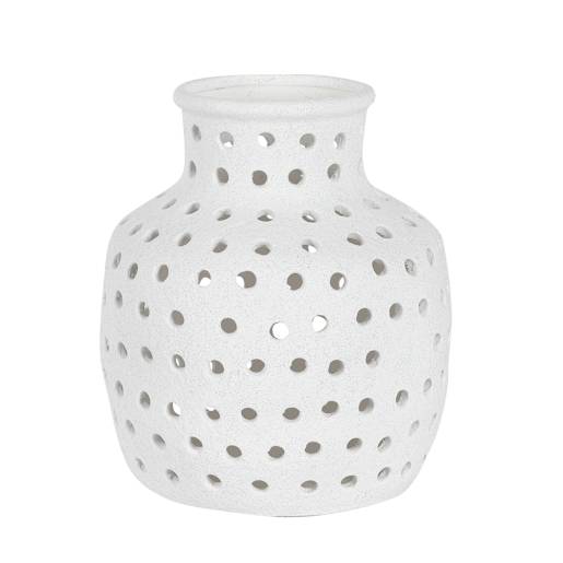 ASTELLA White Decorative Ceramic Pot 7 in.