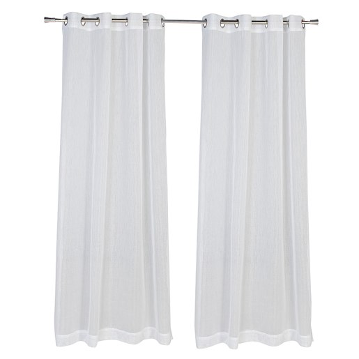 VERTUO Sheer Grommet Curtains White 54 in. x 96 in. Pkg/2