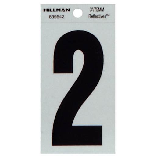 Number 2 Adhesive and Reflective Vinyl Black 3 in.