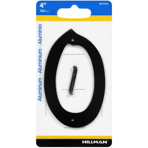 Number 0 Aluminum Black 4 in.