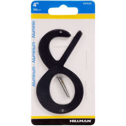 Chiffre 8 en aluminium noir 4 po