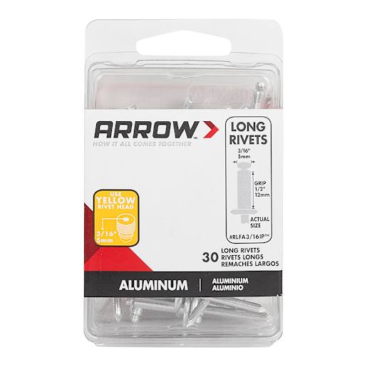 Rivets d'aluminium longs 3/16 po Pqt/30