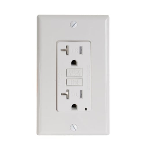 Secure GFCI Electrical Outlet Decora 20 A with Plate