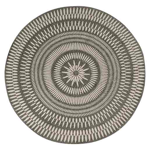 VERTUO Round Sikkim Interior Rug 5 ft. 3 in. Grey and White