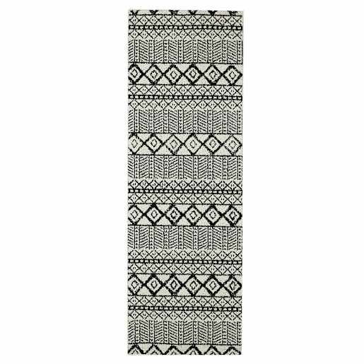 Yali Tribal Interior Rug 2 ft. x 6 ft. Ivory and Black