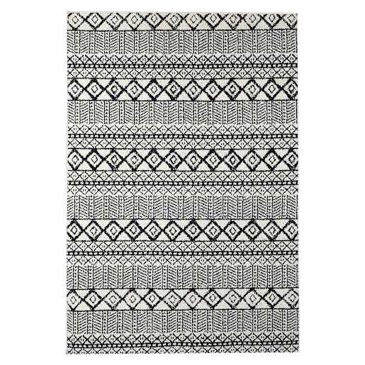 Yali Tribal Interior Rug 4 ft. x 6 ft. Black and Ivory