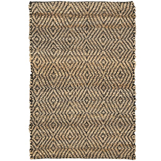 VERTUO Jute Diamond Interior Rug 5 ft. x 7 ft. Black and Natural
